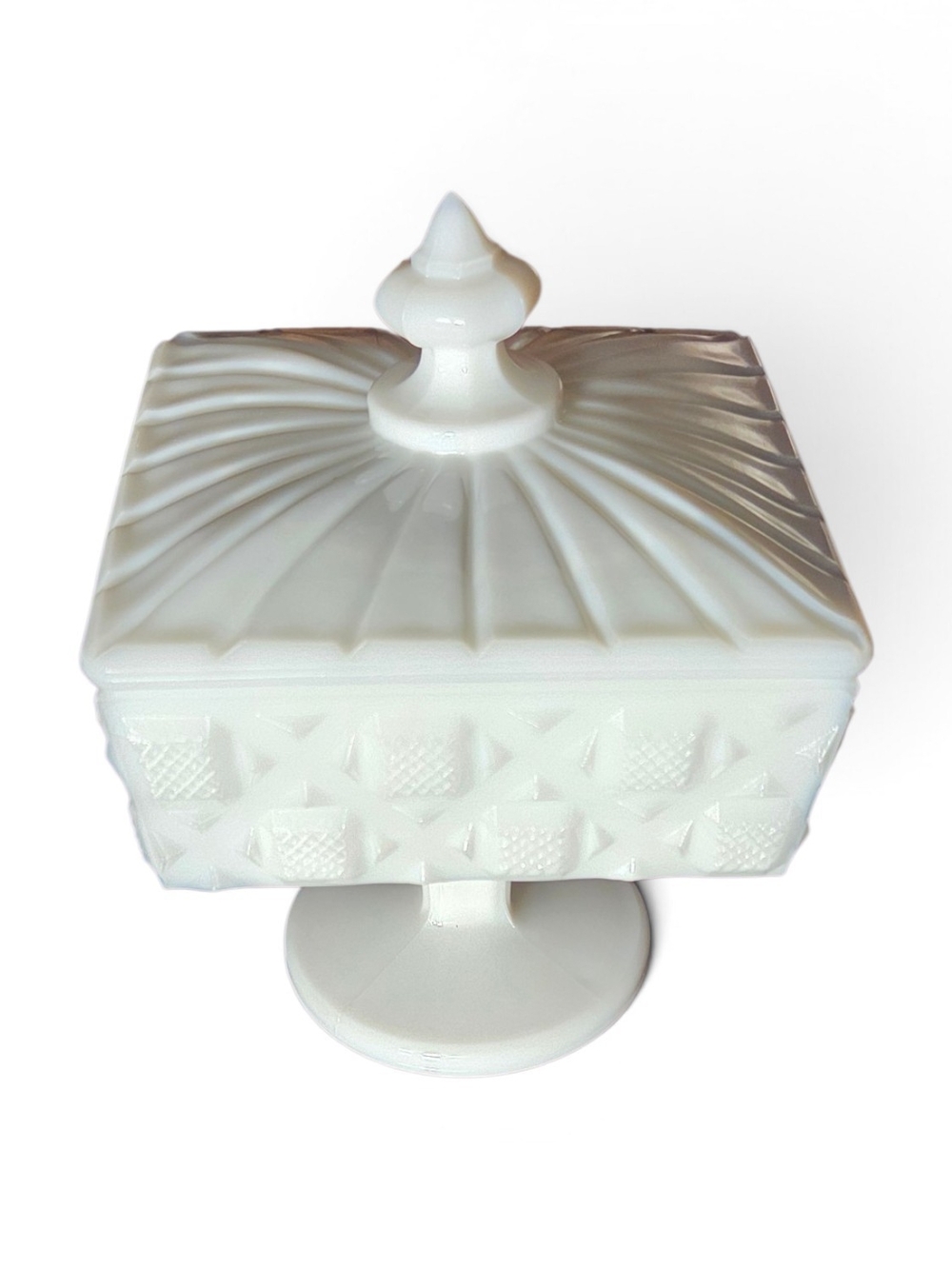 Westmoreland White Milk Glass Covered Pedestal Dish